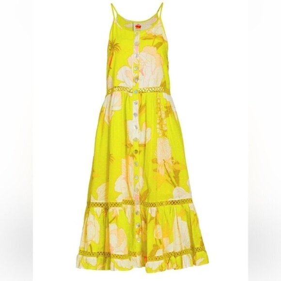 Farm Rio Women’s Neon Garden‎ Cotton Midi Dress - Size Small